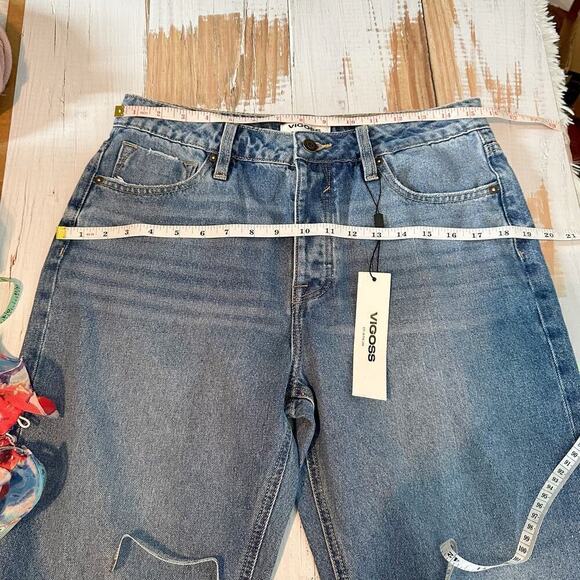 VIGOSS High Waisted Split Hem Straight Ace Jeans Medium Wash Size 30 - Picture 9 of 14